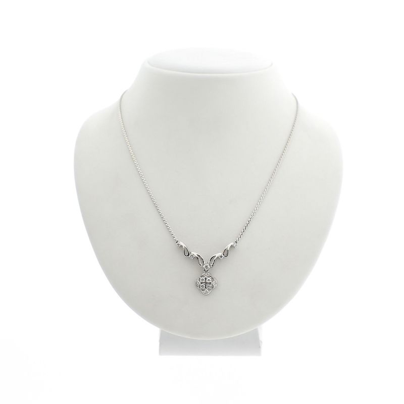 Image 1 of White gold S-link necklace with diamond | Approx. 0.34 ct.