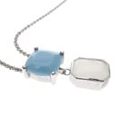 Image 3 of Silver necklace with turquoise and milkstone pendant; 40-45 cm