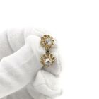 Image 11 of Gold floral stud earrings with diamond; 0.20 ct. | Vintage