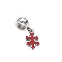 Pandora charm pendant; Silver; Red Puzzle