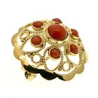 Image 2 of Antique gold brooch with red coral; filigree