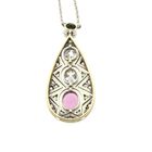 Image 7 of White gold necklace with fixed pendant and diamonds; Approx. 0.50 ct.