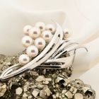 Image 2 of 14K Vintage White Gold Brooch with Cultured Pearls
