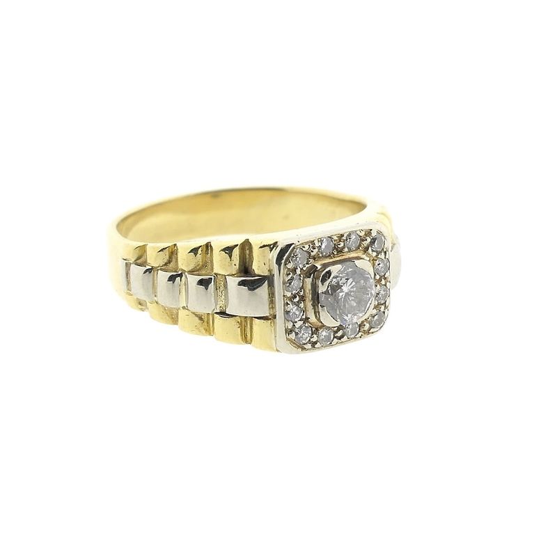 Image 4 of Two-tone gold Rolex president band ring with diamond | 0.45 ct.