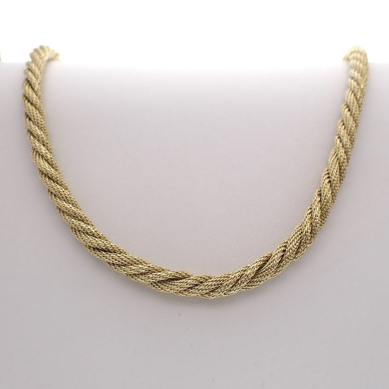 Image 4 of Gold twisted mesh link necklace