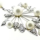 Image 4 of UTOPIA Art Deco white gold earrings with pearl and diamond 3.50 ct.