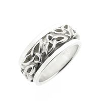 Wide silver ring with Celtic pattern