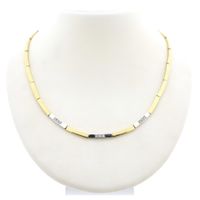 Two-tone gold necklace with diamond; 0.09 ct.