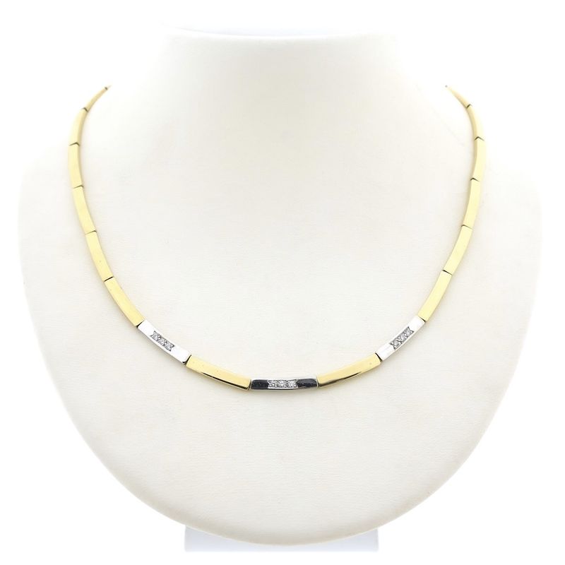 Image 1 of Two-tone gold necklace with diamond; 0.09 ct.