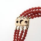 Image 3 of Antique red coral beaded bracelet with gold clasp.