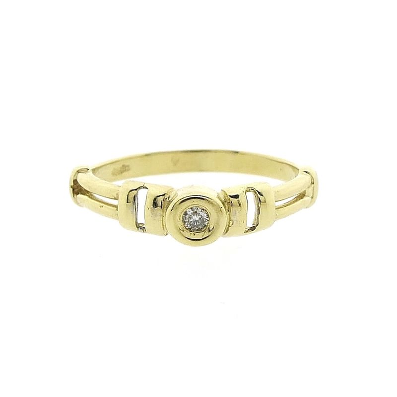 Image 3 of Gold solitaire ring with diamond; 0.025 ct.