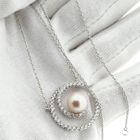 Image 11 of White gold necklace with Tahitian pearl and diamonds; 0.80 ct.