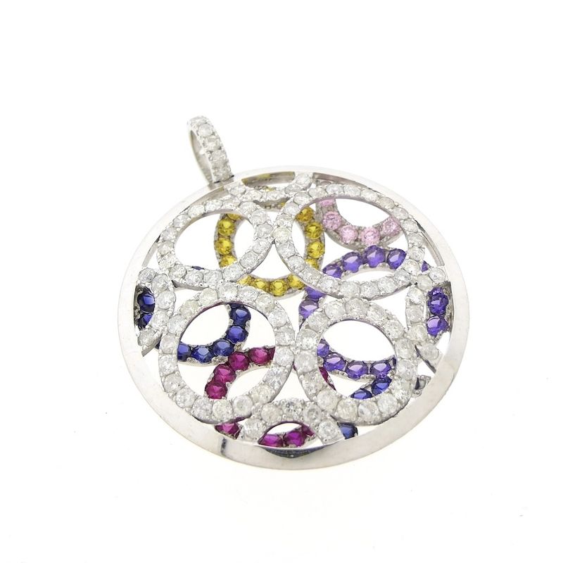 Image 6 of White gold pendant with bubbles of gemstones and diamond 7.07 ct.