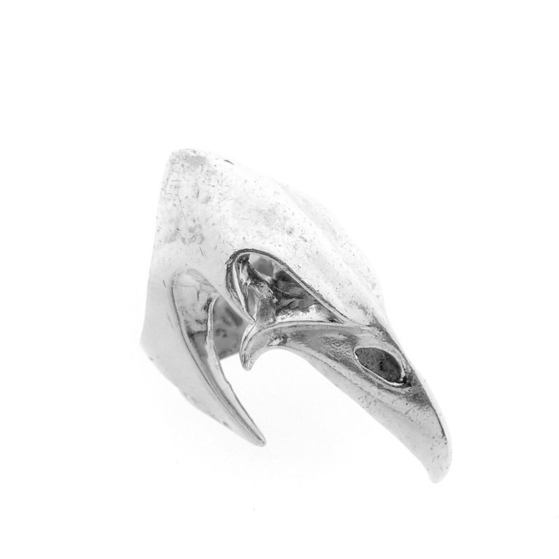 Image 8 of Silver ring with raven skull