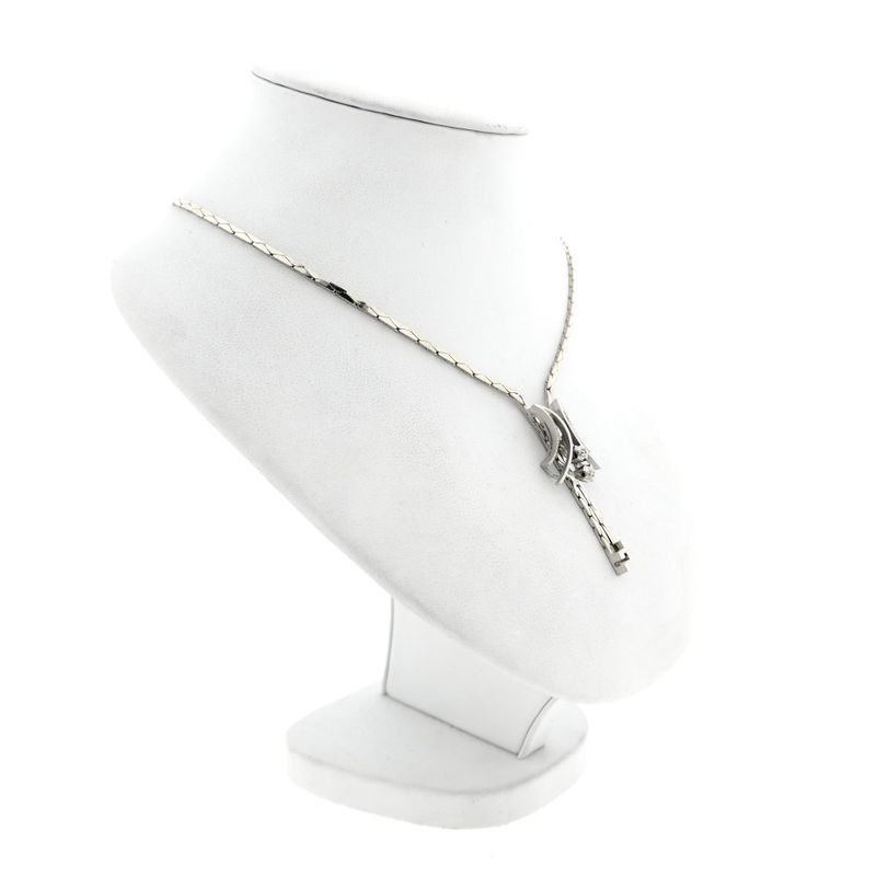 Afbeelding 5 van Witgouden ketting met vaste hanger; Saffier