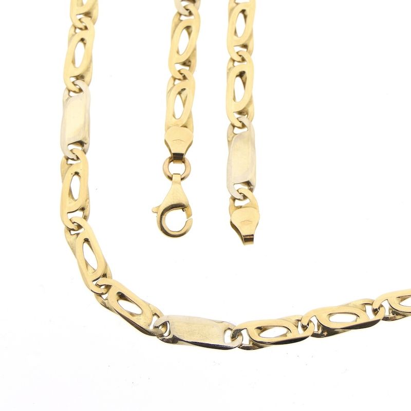 Image 1 of Two-tone gold Figaro link chain