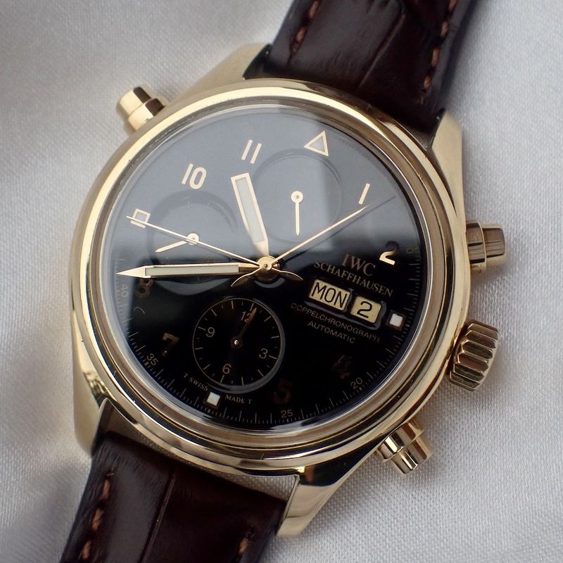 Image 15 of IWC Pilot Double Chronograph; 18k. Men's watch with split seconds