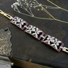 Image 2 of Gold link bracelet with ruby ​​and diamonds; 0.89 ct.