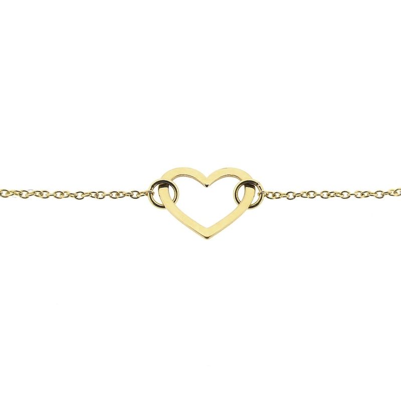 Image 4 of Gold thin anchor link bracelet with heart | 16.5 cm - 18.5 cm