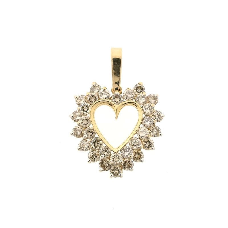 Image 2 of Gold pendant of a heart with diamonds; 2.17 ct.