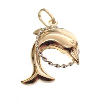 Two-tone gold dolphin pendant