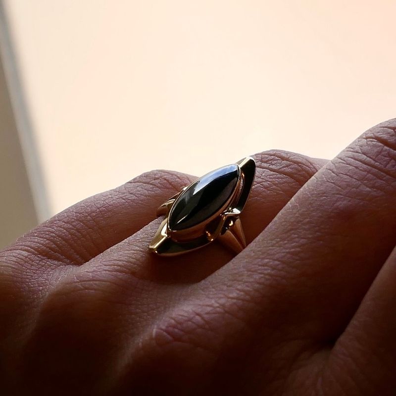 Afbeelding 6 van Gouden ring met hematiet