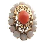 Image 2 of 18 ct. Gold antique ring with opal and red coral
