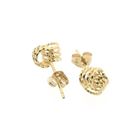 Image 9 of Gold twisted stud earrings as a button