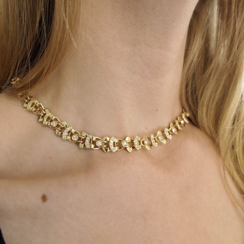 Image 11 of Solid gold necklace with diamonds; 1.43 ct.
