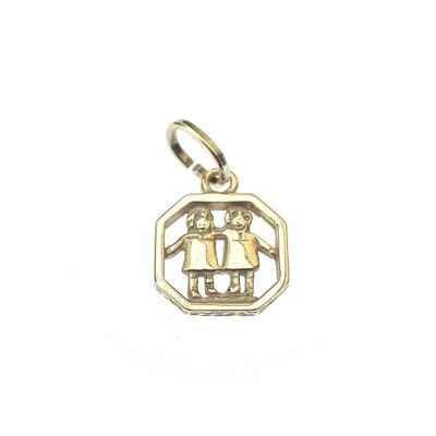 Image 1 of Gold zodiac sign pendant; Gemini