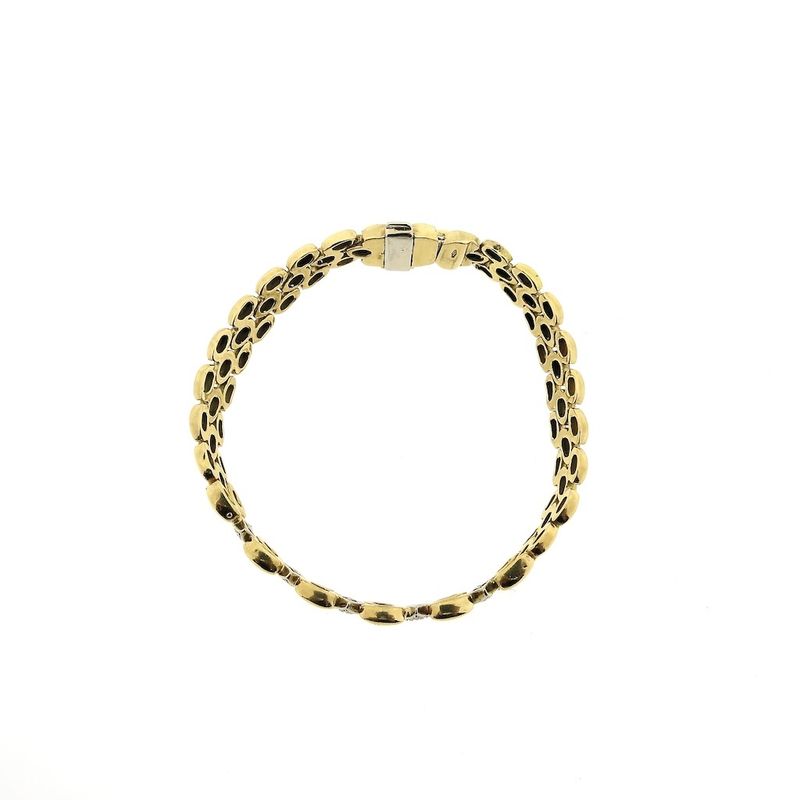 Image 2 of Gold Bismarck link bracelet with 0.4 ct diamond.