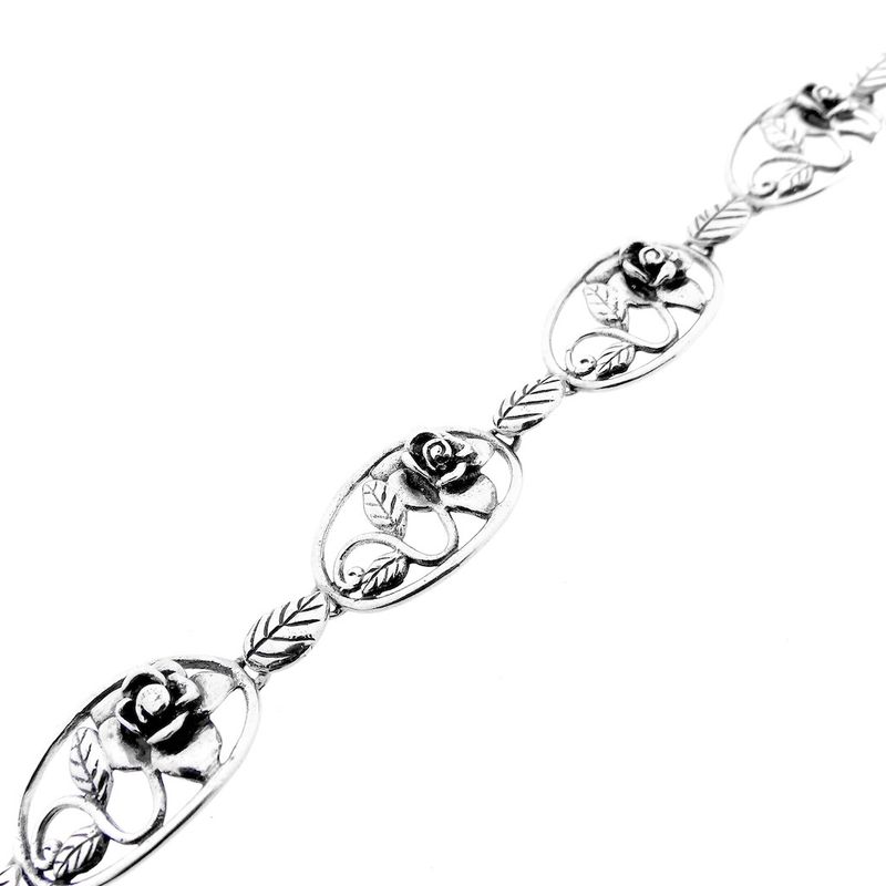 Image 8 of Antique silver bracelet with floral design; Art Nouveau | 22.5 cm