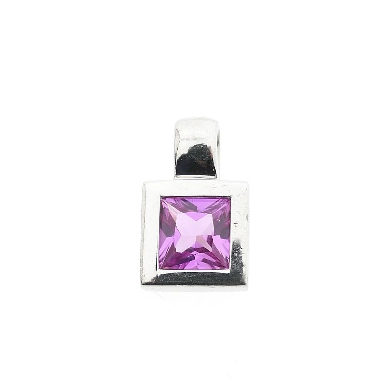 Image 1 of Silver pendant with pink tourmaline; Zinzi