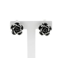Silver rose clip-on earrings
