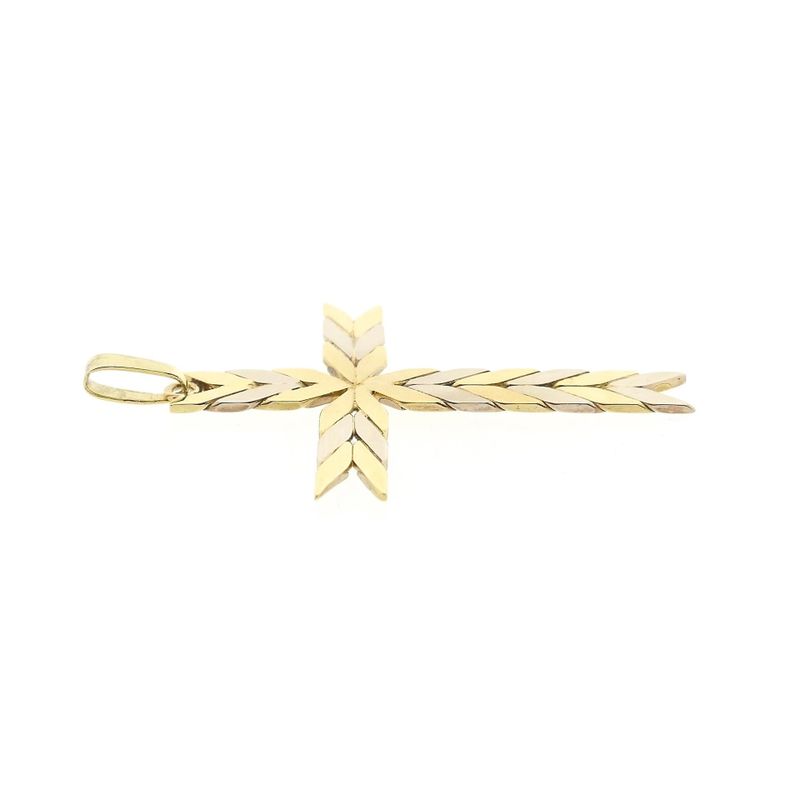 Image 6 of Two-tone gold braided pendant of a cross