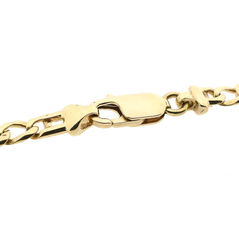 Afbeelding 4 van Gouden valkenoog schakelketting met witgouden wiebertjes