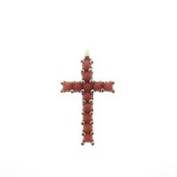Vintage gold pendant of a cross with blood coral