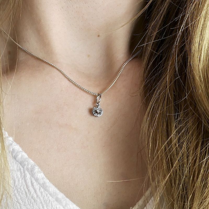 Image 6 of White gold apple pendant with diamond | 0.02 ct.