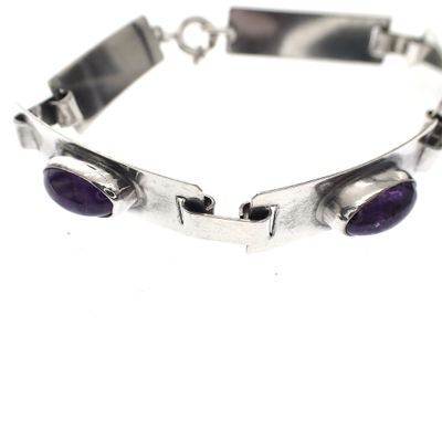 Image 2 of Silver bracelet with amethyst | 18.5 cm