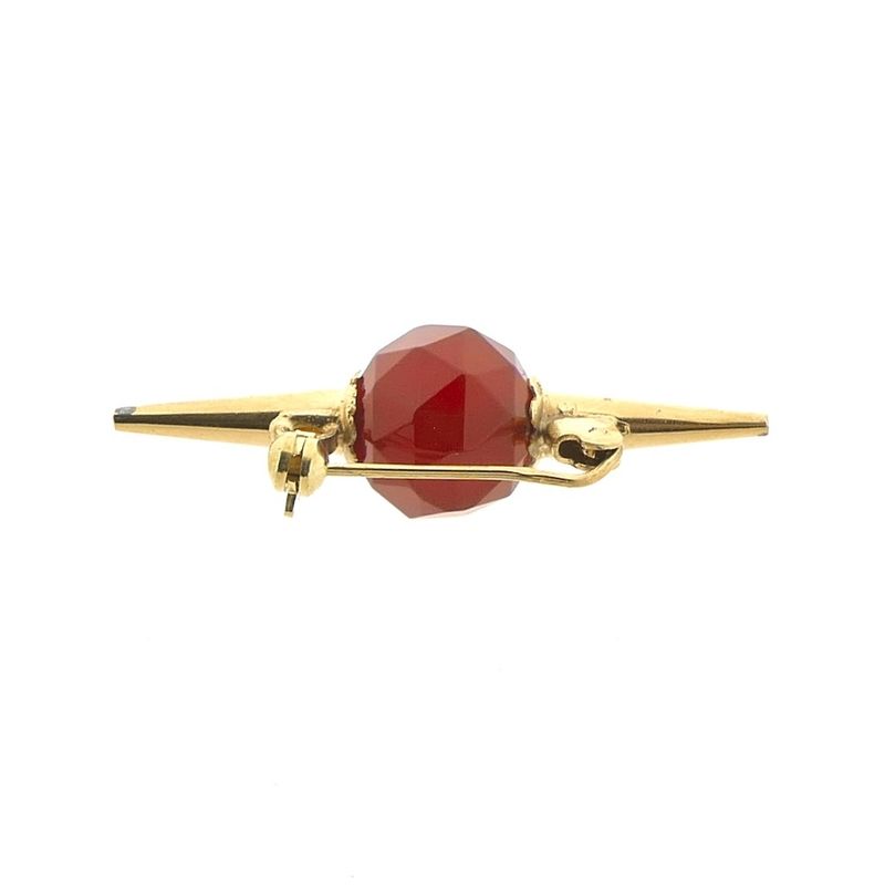 Image 8 of Vintage gold brooch with carnelian