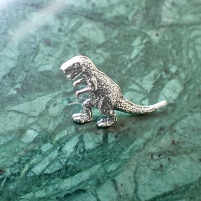 Image 2 of Silver Dinosaur Button | T-Rex