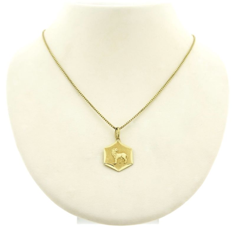 Image 7 of Golden Leo zodiac sign pendant.