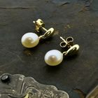 Image 1 of Gold stud earrings with pearl