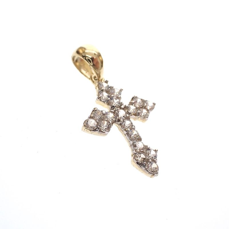 Image 2 of Gold pendant of a cross with zirconia