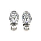 Image 6 of White gold domed stud earrings with aquamarine and amethyst