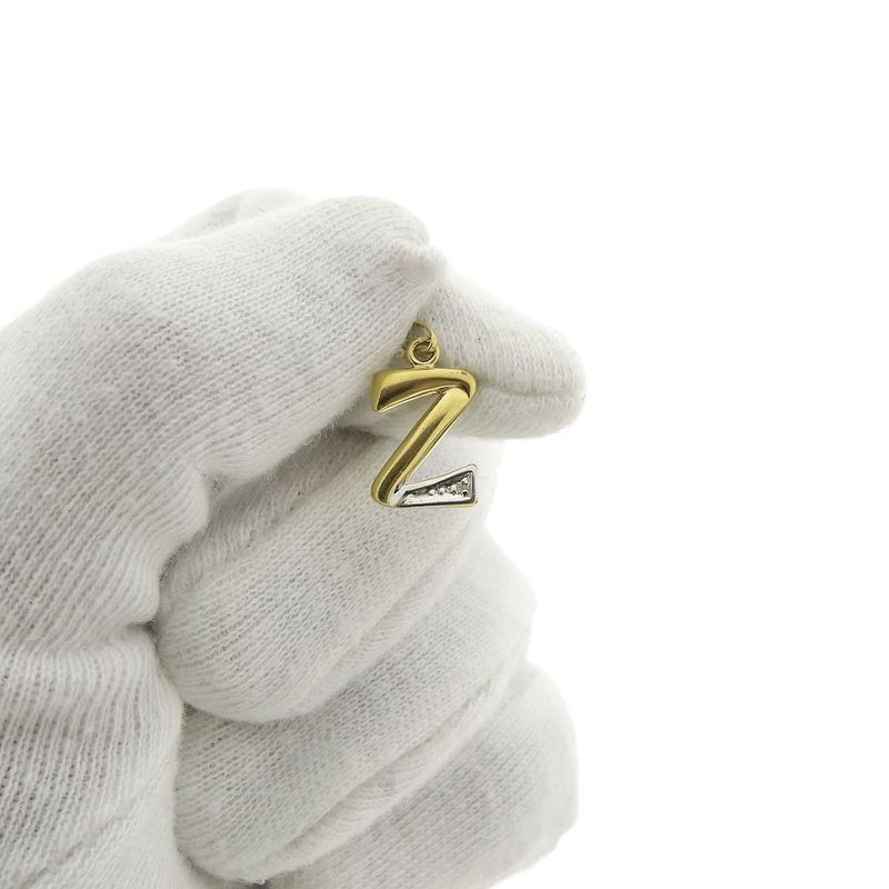 Image 8 of Two-tone gold pendant of the letter Z with diamond
