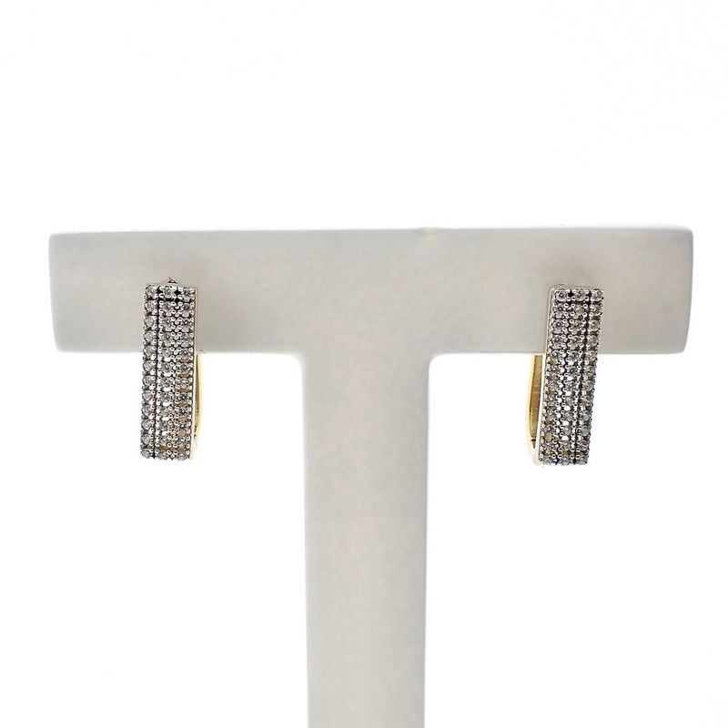 Image 1 of Gold stud earrings with pavé set with diamonds