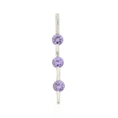 Image 1 of Silver pendant with purple zirconia stones