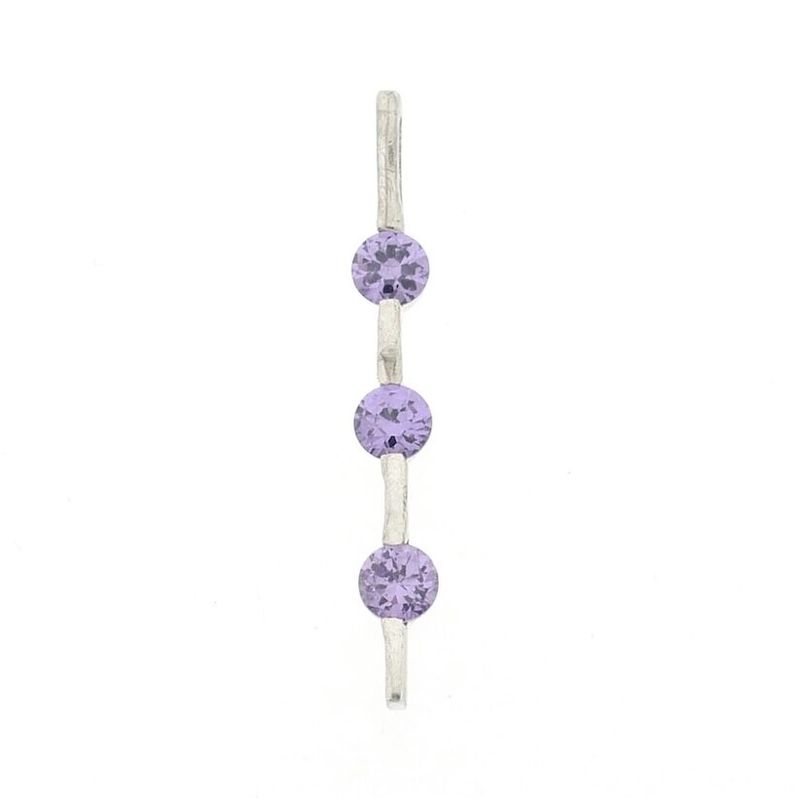 Image 1 of Silver pendant with purple zirconia stones