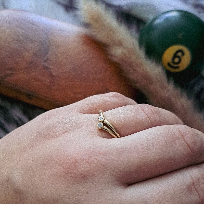 Image 4 of Golden fantasy ring with diamonds | 0.02 ct.